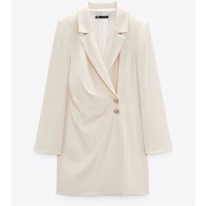 Zara linen blend blazer dress cream